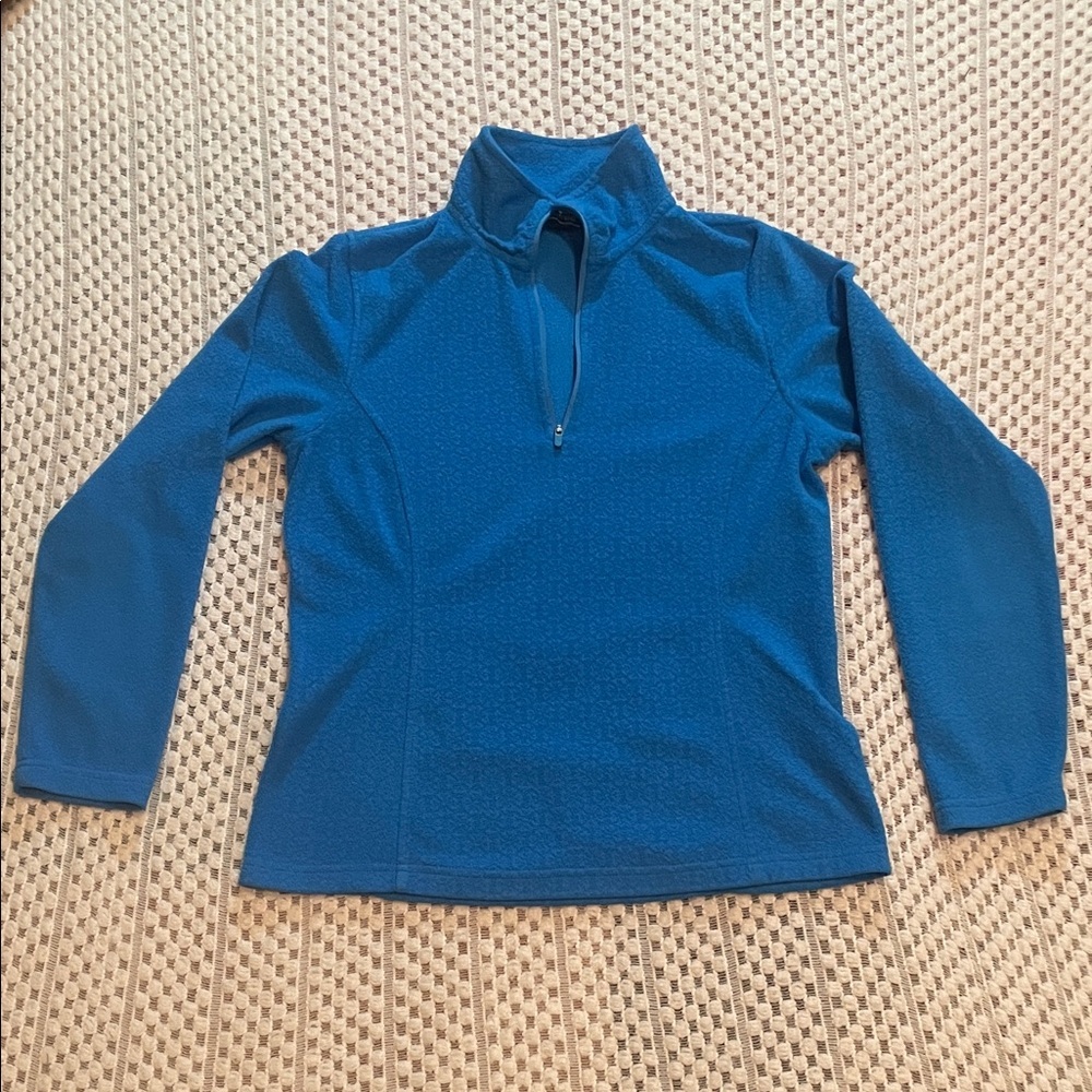 Lands End Fleece Blue Quarter-Zip Pullover
